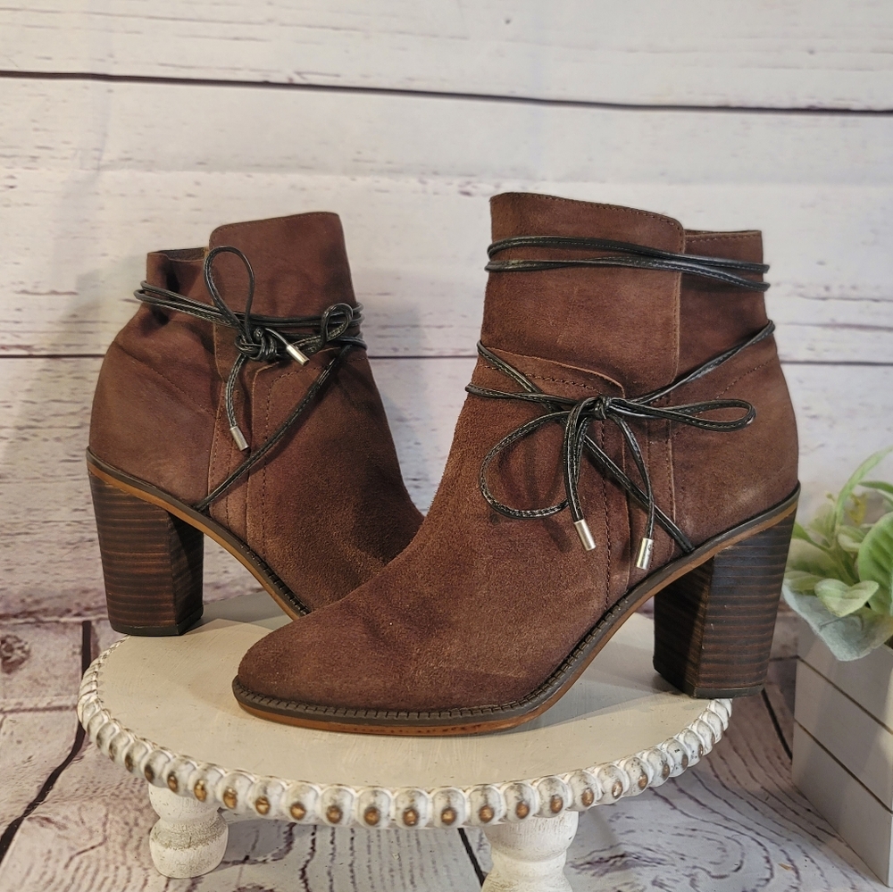 Franco Sarto Brown Suede Ankle Booties